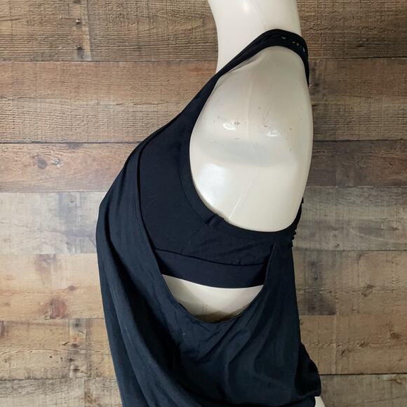 Gianni Bini Black Blouson Tankini Swimsuit Top Laser Cut Back Size Small - Picture 9 of 13